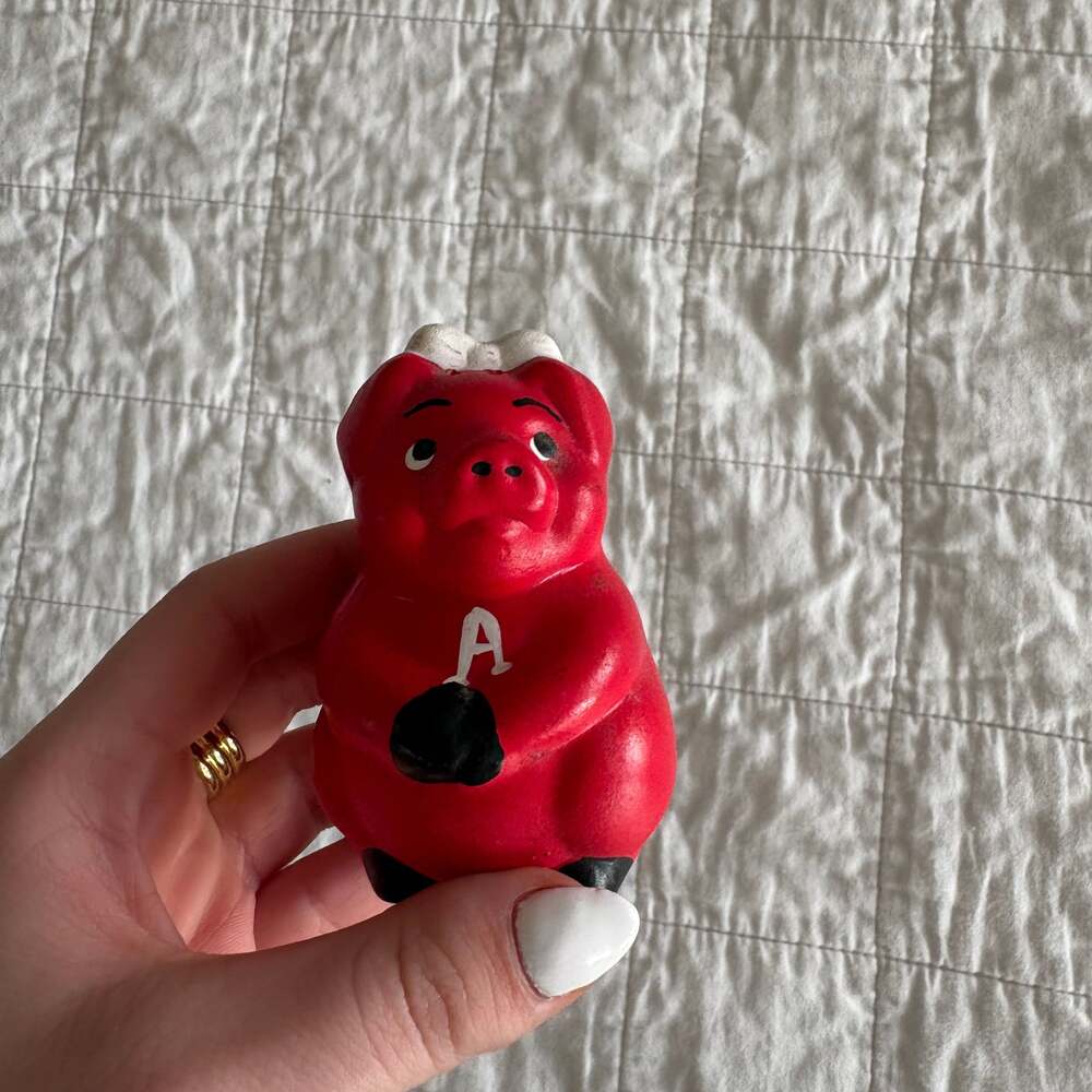 Vintage 1970s Arkansas Razorbacks Plastic Blow Mold Salt Shaker